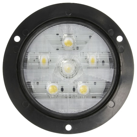 Truck-Lite Super 44, Led, Clear Round, 6 Diode, Back-Up Light, Black Flange Mount, Diamond Shell , Fit 'N 44992C